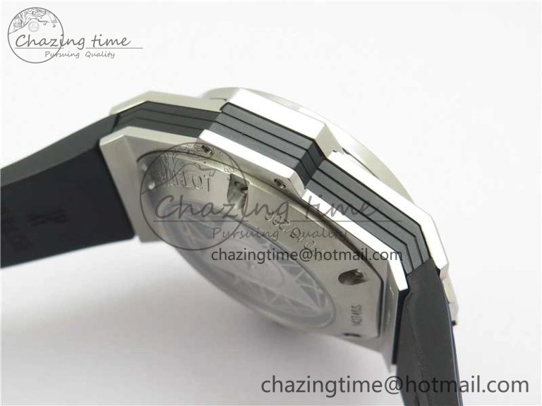 Big Bang Sang Bleu chrono SS B50 Blue Skeletonal Dial On Rubber Strap Asian 7750