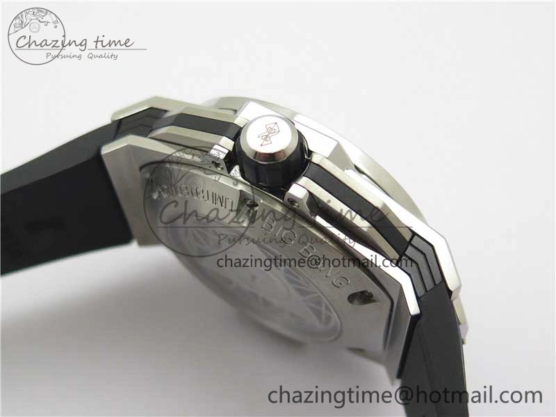 Big Bang Sang Bleu chrono SS B50 Blue Skeletonal Dial On Rubber Strap Asian 7750