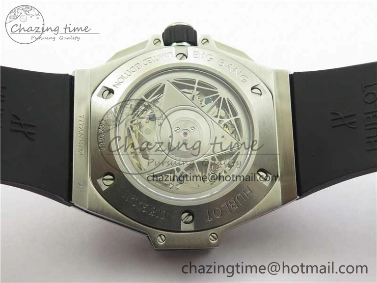 Big Bang Sang Bleu chrono SS B50 Blue Skeletonal Dial On Rubber Strap Asian 7750