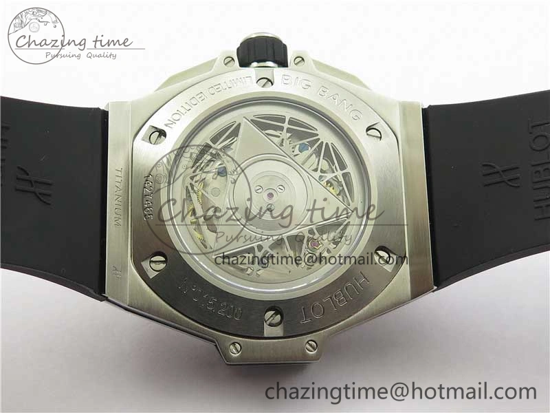 Big Bang Sang Bleu chrono SS B50 Blue Skeletonal Dial On Rubber Strap Asian 7750