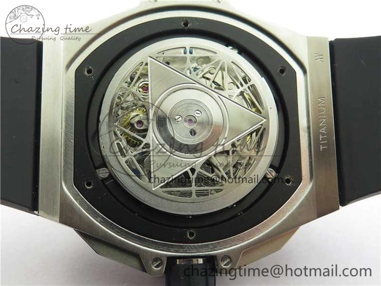 Big Bang Sang Bleu chrono SS B50 Blue Skeletonal Dial On Rubber Strap Asian 7750