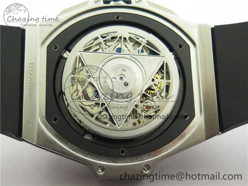 Big Bang Sang Bleu chrono SS B50 Blue Skeletonal Dial On Rubber Strap Asian 7750