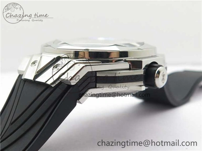 Big Bang Sang Bleu chrono SS B50 White Skeletonal Dial On Gummy Strap Asian 7750