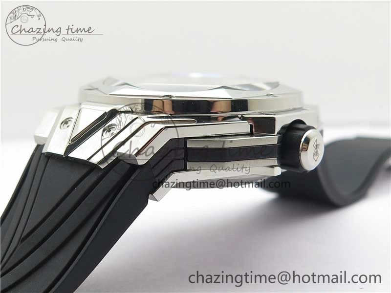 Big Bang Sang Bleu chrono SS B50 White Skeletonal Dial On Gummy Strap Asian 7750