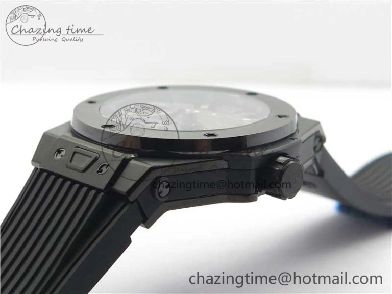 Big Bang Tourbillon King 45mm PVD MJF Best Edition Skeleton Dial on Black Rubber Strap
