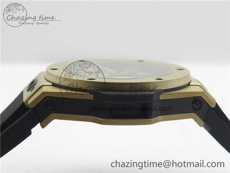 Big Bang Tourbillon King 45mm YG MJF Best Edition Skeleton Dial on Black Rubber Strap