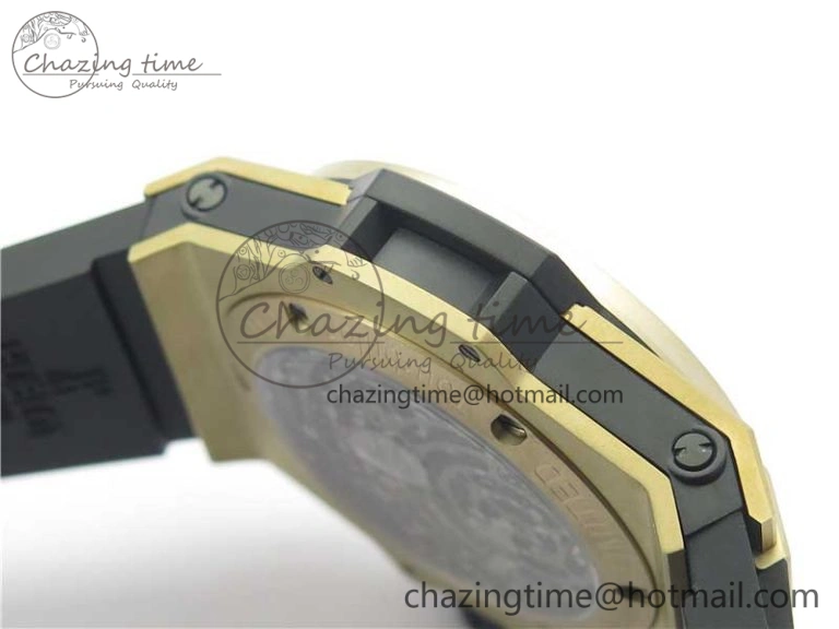 Big Bang Tourbillon King 45mm YG MJF Best Edition Skeleton Dial on Black Rubber Strap