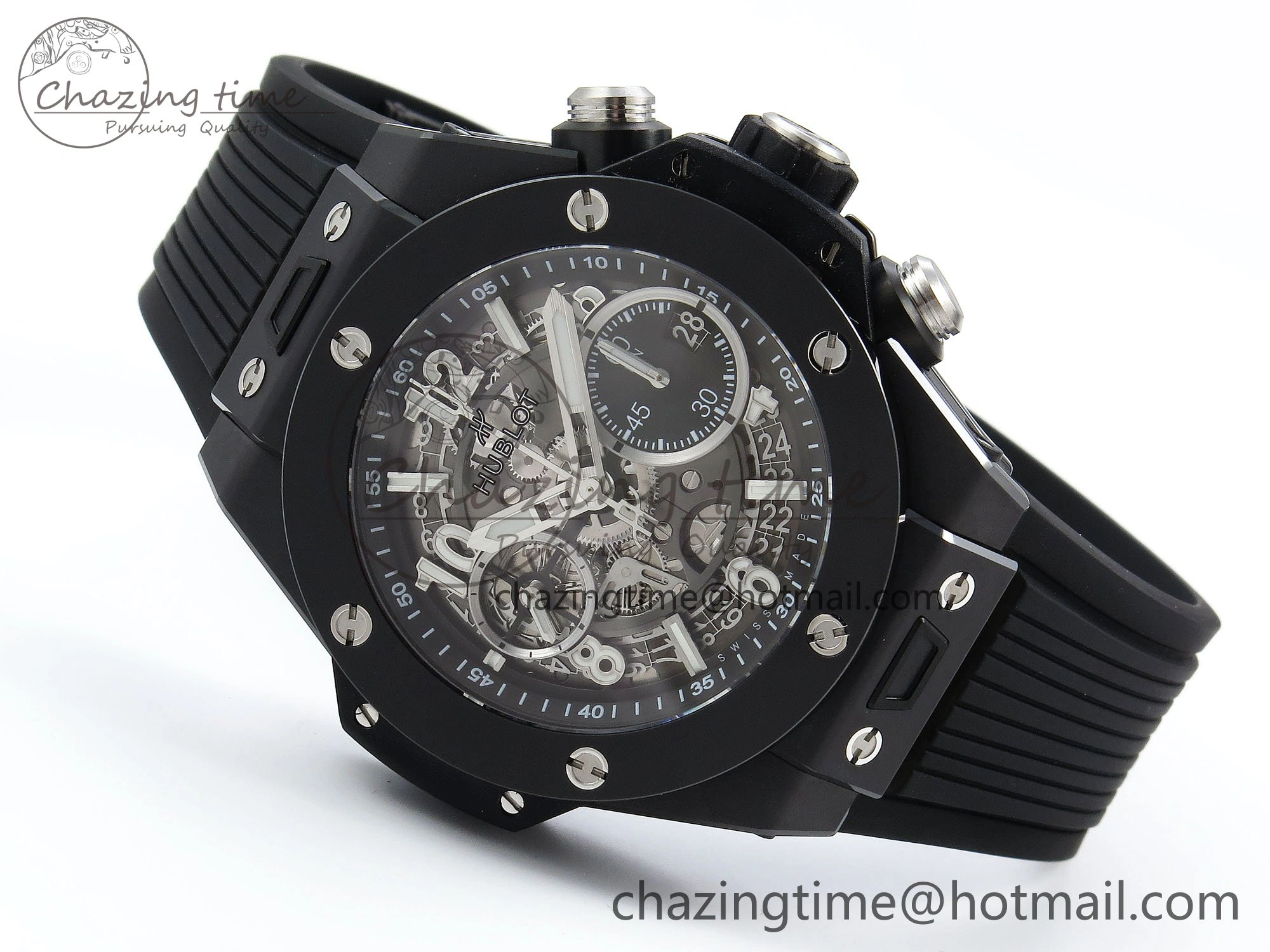 Big Bang Unico 42mm Black Ceramic BBF 1:1 Best Edition Skeleton Dial on Black Rubber Strap A1280 V2