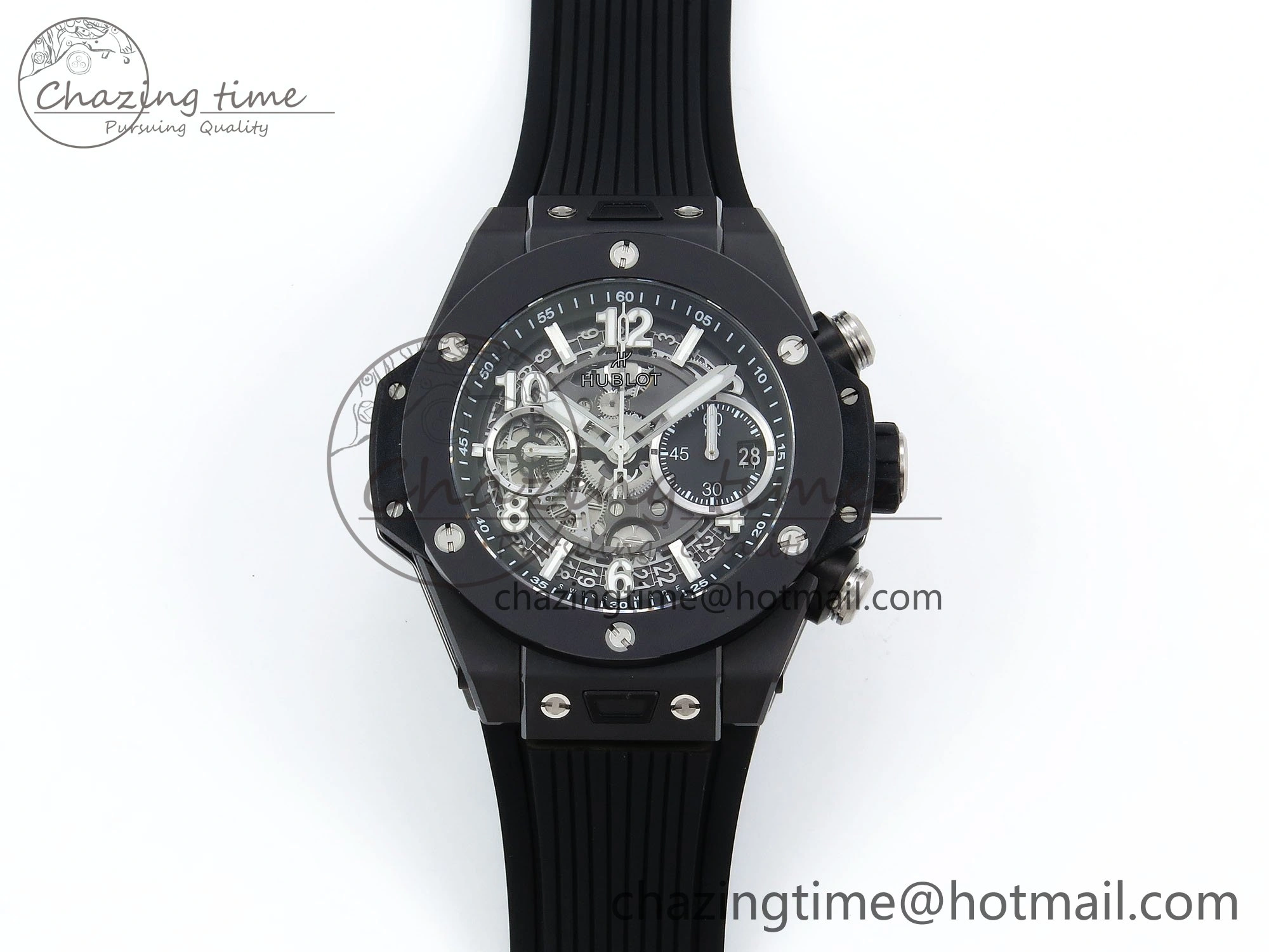 Big Bang Unico 42mm Black Ceramic BBF 1:1 Best Edition Skeleton Dial on Black Rubber Strap A1280 V2