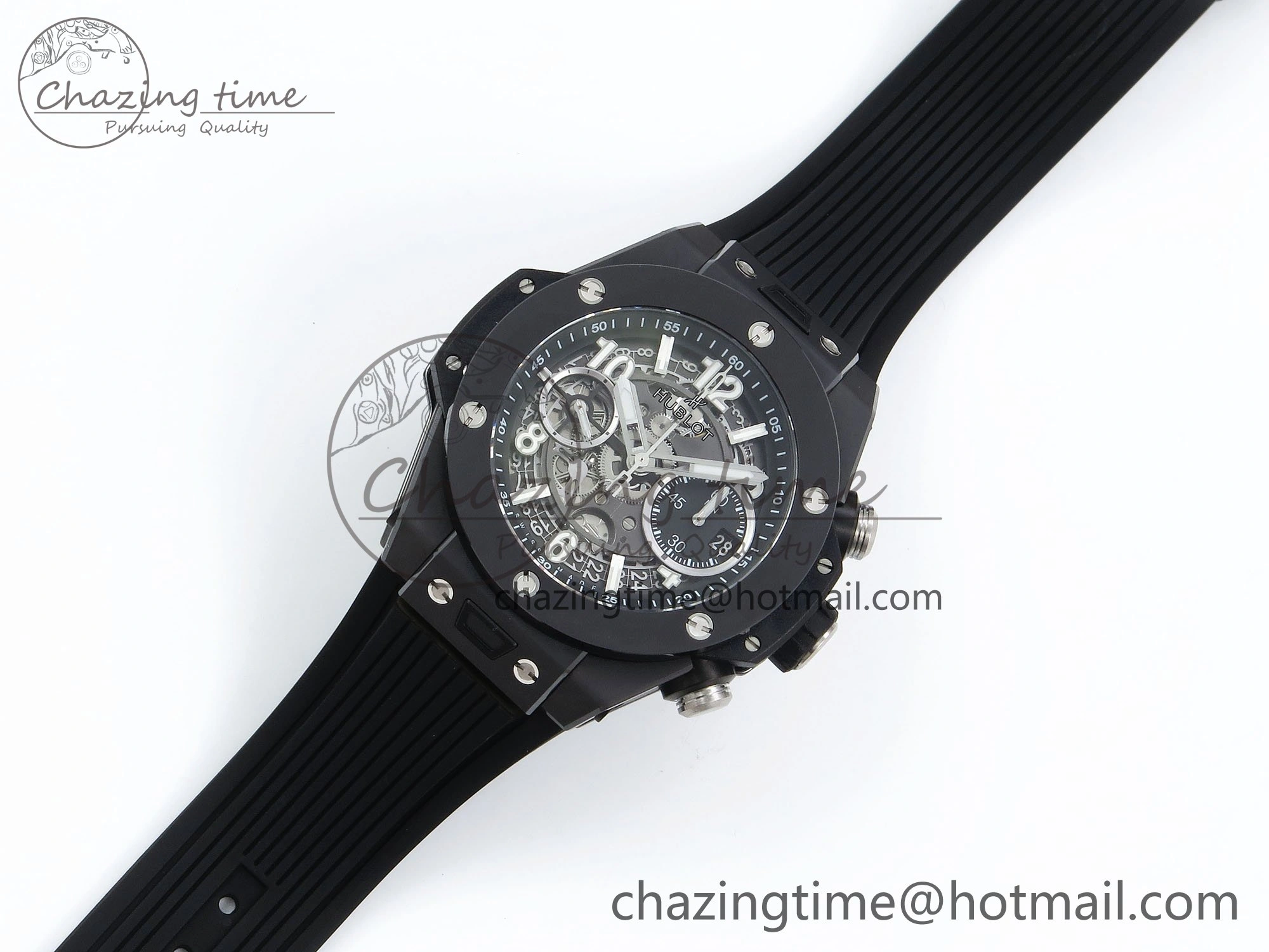 Big Bang Unico 42mm Black Ceramic BBF 1:1 Best Edition Skeleton Dial on Black Rubber Strap A1280 V2