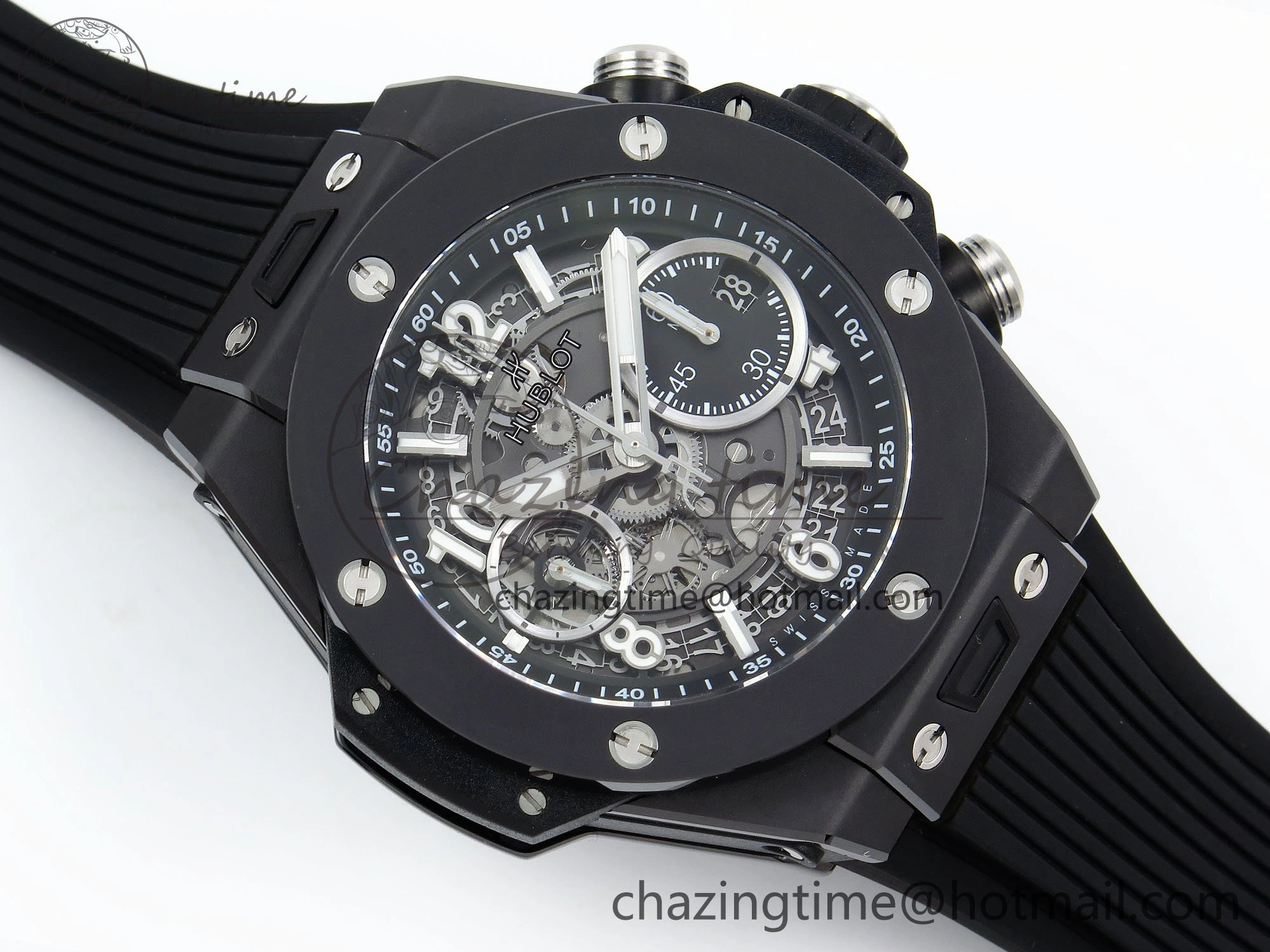 Big Bang Unico 42mm Black Ceramic BBF 1:1 Best Edition Skeleton Dial on Black Rubber Strap A1280 V2