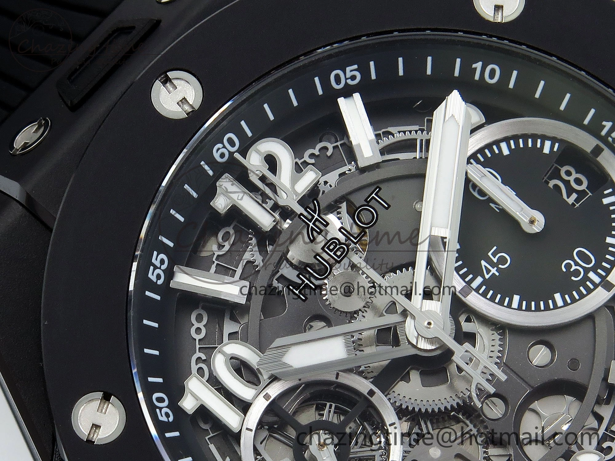 Big Bang Unico 42mm Black Ceramic BBF 1:1 Best Edition Skeleton Dial on Black Rubber Strap A1280 V2