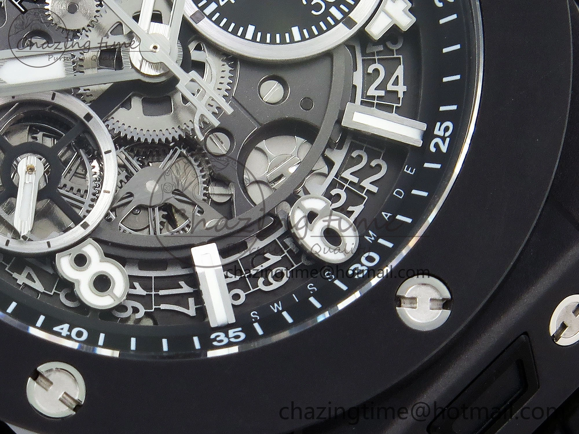 Big Bang Unico 42mm Black Ceramic BBF 1:1 Best Edition Skeleton Dial on Black Rubber Strap A1280 V2