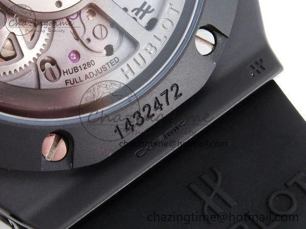 Big Bang Unico 42mm Black Ceramic BBF 1:1 Best Edition Skeleton Dial on Black Rubber Strap A1280 V2