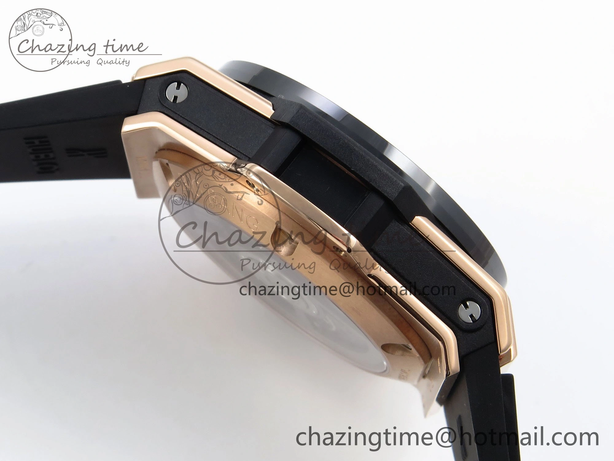 Big Bang Unico 42mm RG BBF 1:1 Best Edition Skeleton Dial Black Ceramic Bezel on Black Rubber Strap A1280 V2
