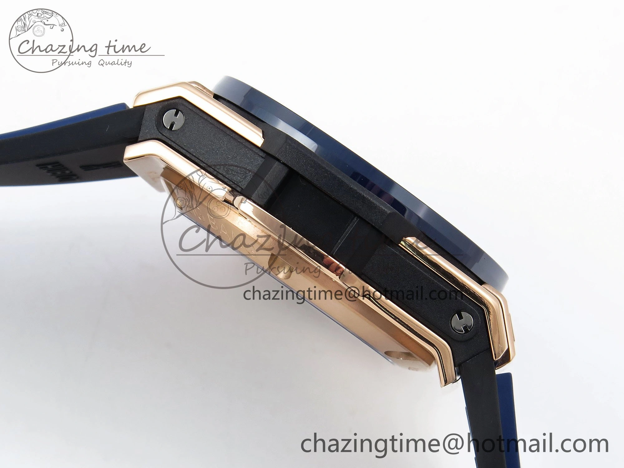 Big Bang Unico 42mm RG BBF 1:1 Best Edition Skeleton Dial Blue Ceramic Bezel on Blue Rubber Strap A1280 V2