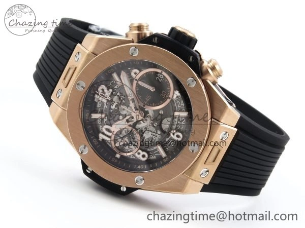 Big Bang Unico 42mm RG BBF 1:1 Best Edition Skeleton Dial on Black Rubber Strap A1280 V2
