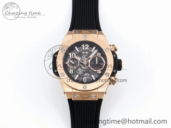 Big Bang Unico 42mm RG BBF 1:1 Best Edition Skeleton Dial on Black Rubber Strap A1280 V2