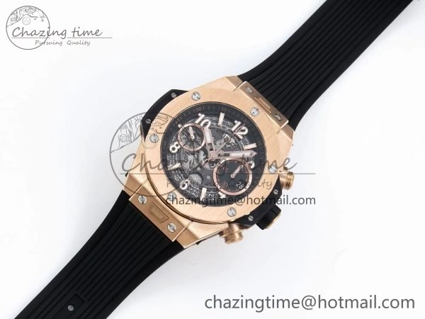 Big Bang Unico 42mm RG BBF 1:1 Best Edition Skeleton Dial on Black Rubber Strap A1280 V2