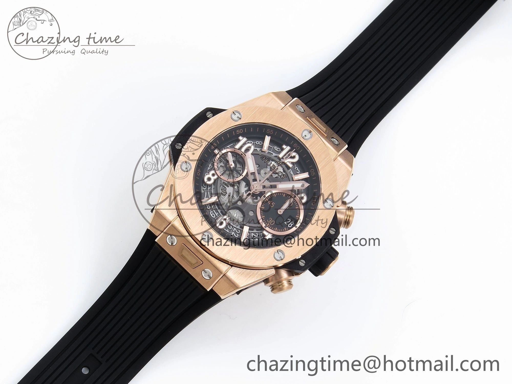 Big Bang Unico 42mm RG BBF 1:1 Best Edition Skeleton Dial on Black Rubber Strap A1280 V2