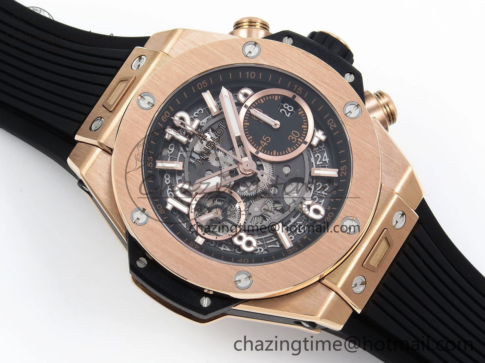 Big Bang Unico 42mm RG BBF 1:1 Best Edition Skeleton Dial on Black Rubber Strap A1280 V2