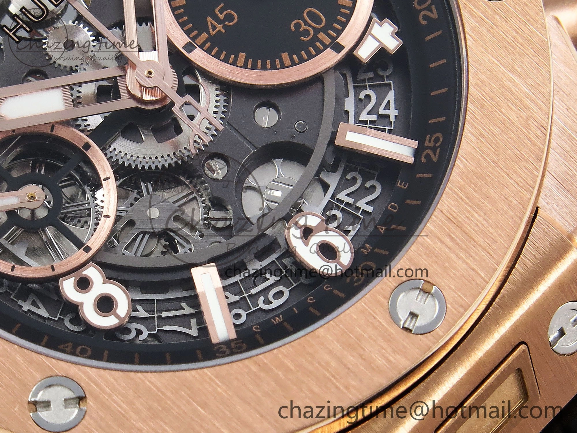 Big Bang Unico 42mm RG BBF 1:1 Best Edition Skeleton Dial on Black Rubber Strap A1280 V2