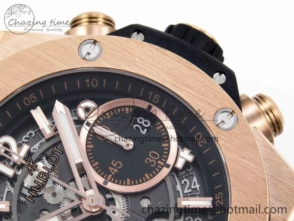 Big Bang Unico 42mm RG BBF 1:1 Best Edition Skeleton Dial on Black Rubber Strap A1280 V2