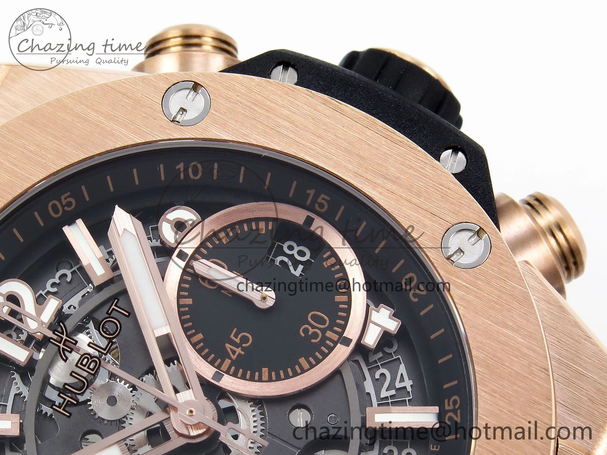 Big Bang Unico 42mm RG BBF 1:1 Best Edition Skeleton Dial on Black Rubber Strap A1280 V2