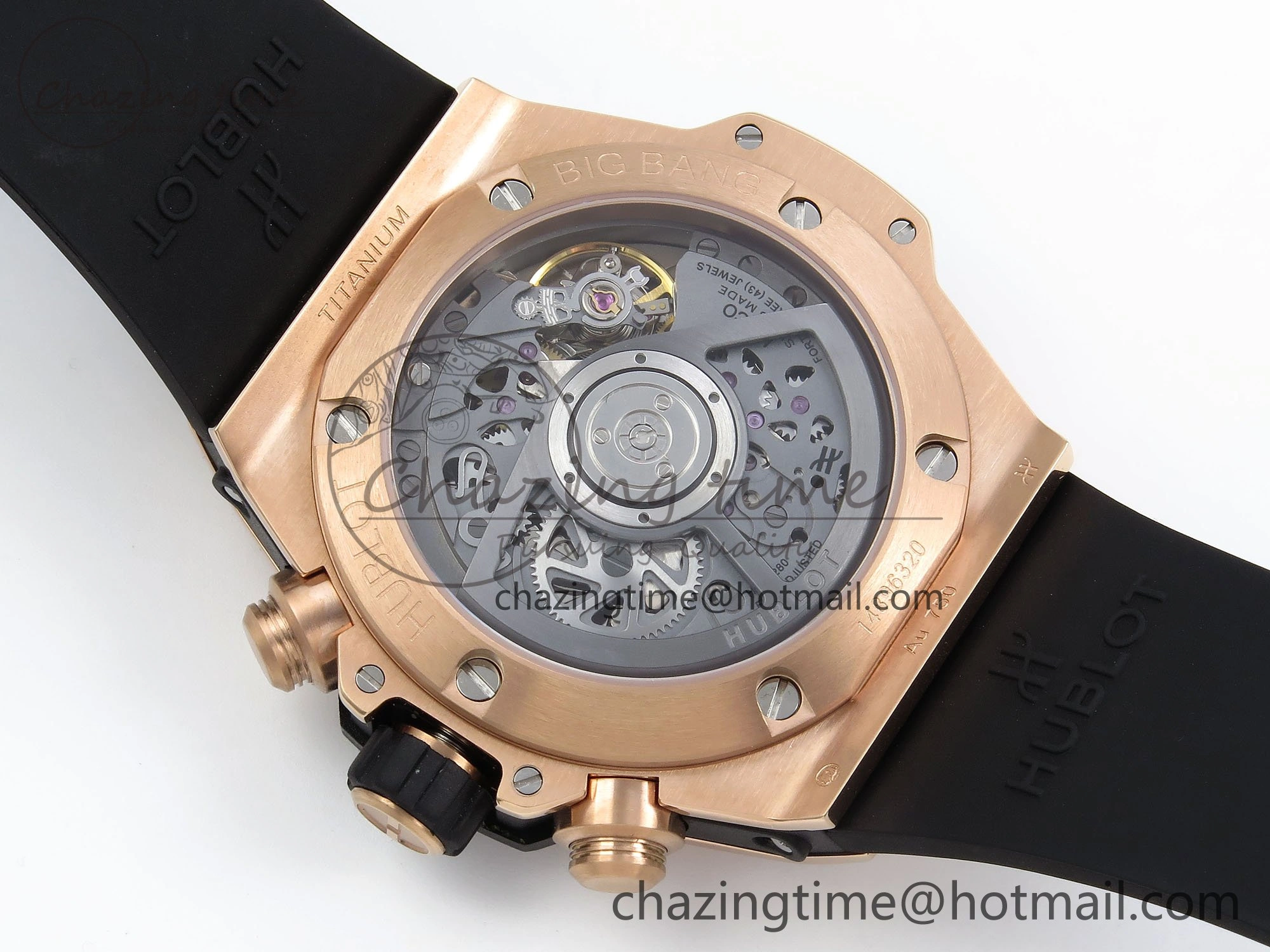 Big Bang Unico 42mm RG BBF 1:1 Best Edition Skeleton Dial on Black Rubber Strap A1280 V2