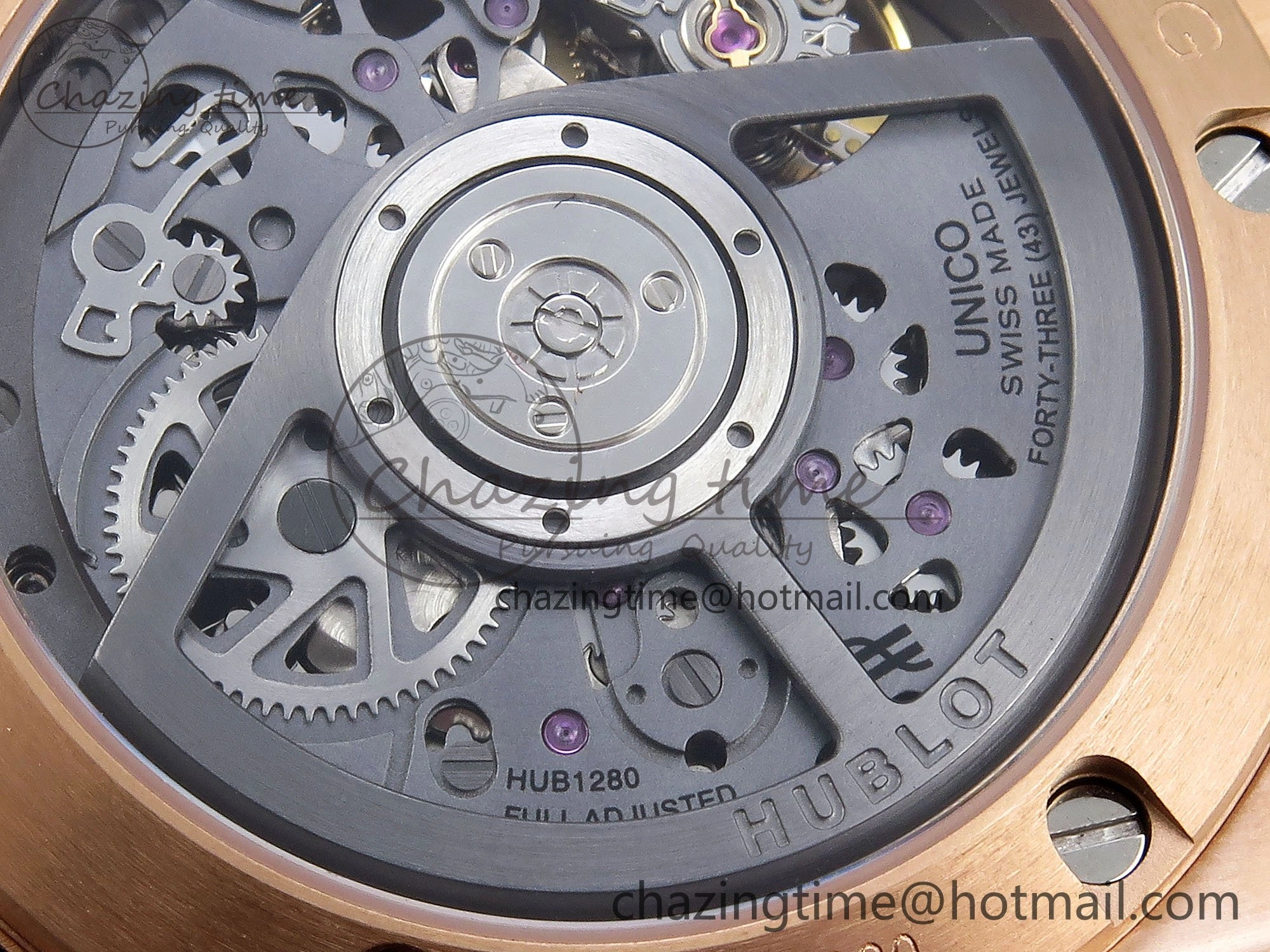 Big Bang Unico 42mm RG BBF 1:1 Best Edition Skeleton Dial on Black Rubber Strap A1280 V2