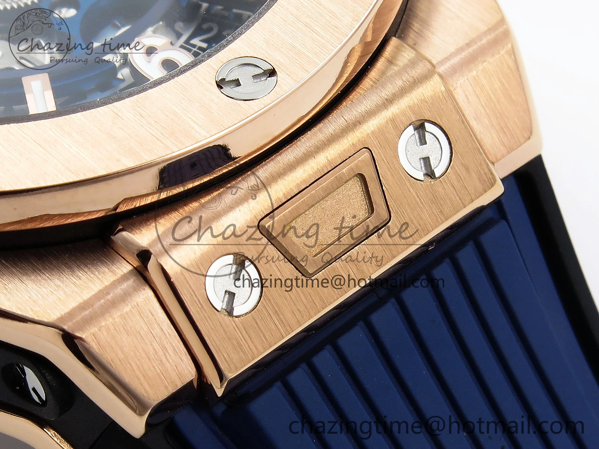 Big Bang Unico 42mm RG BBF 1:1 Best Edition Skeleton Dial on Blue Rubber Strap A1280 V2