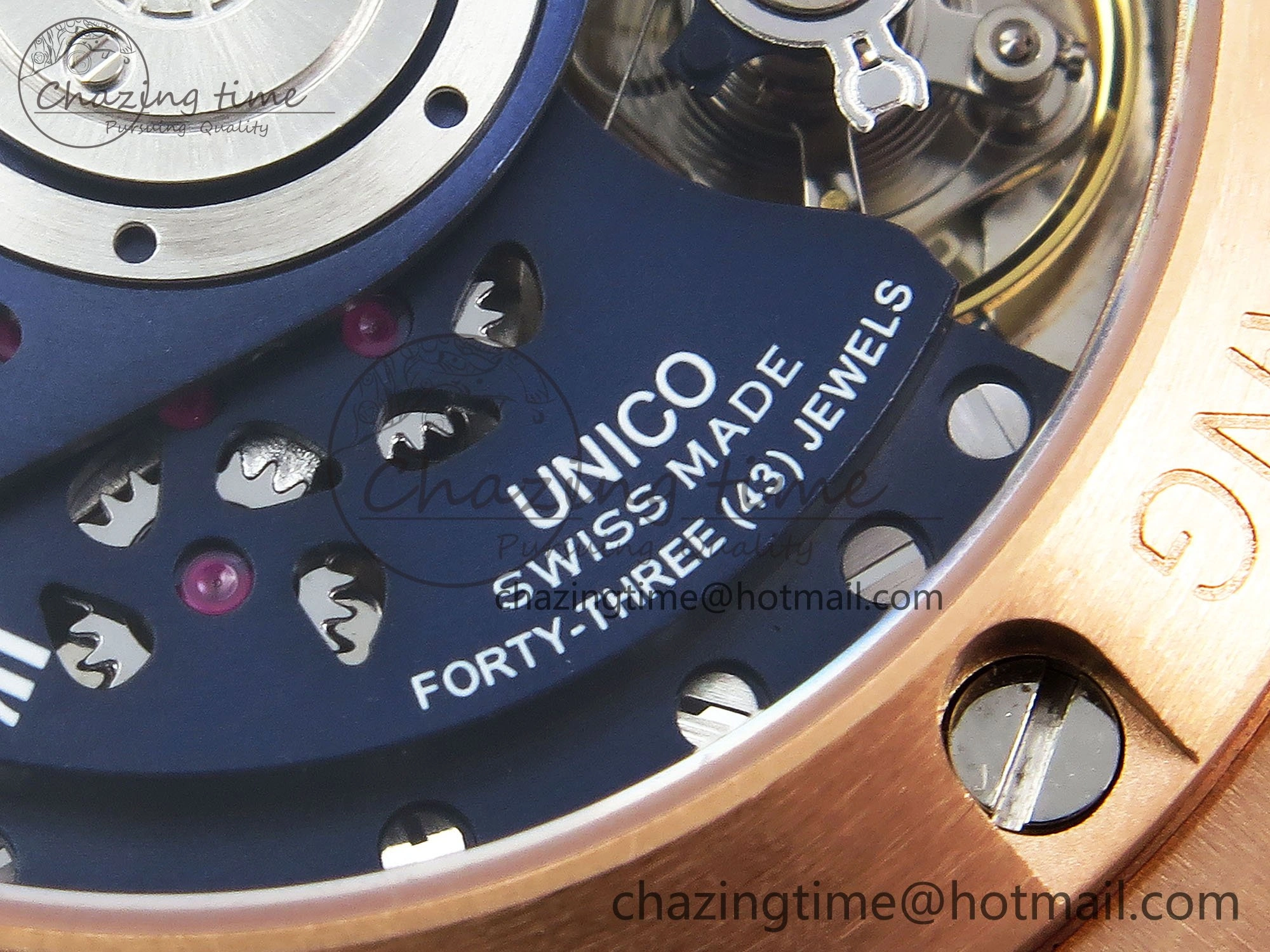 Big Bang Unico 42mm RG BBF 1:1 Best Edition Skeleton Dial on Blue Rubber Strap A1280 V2