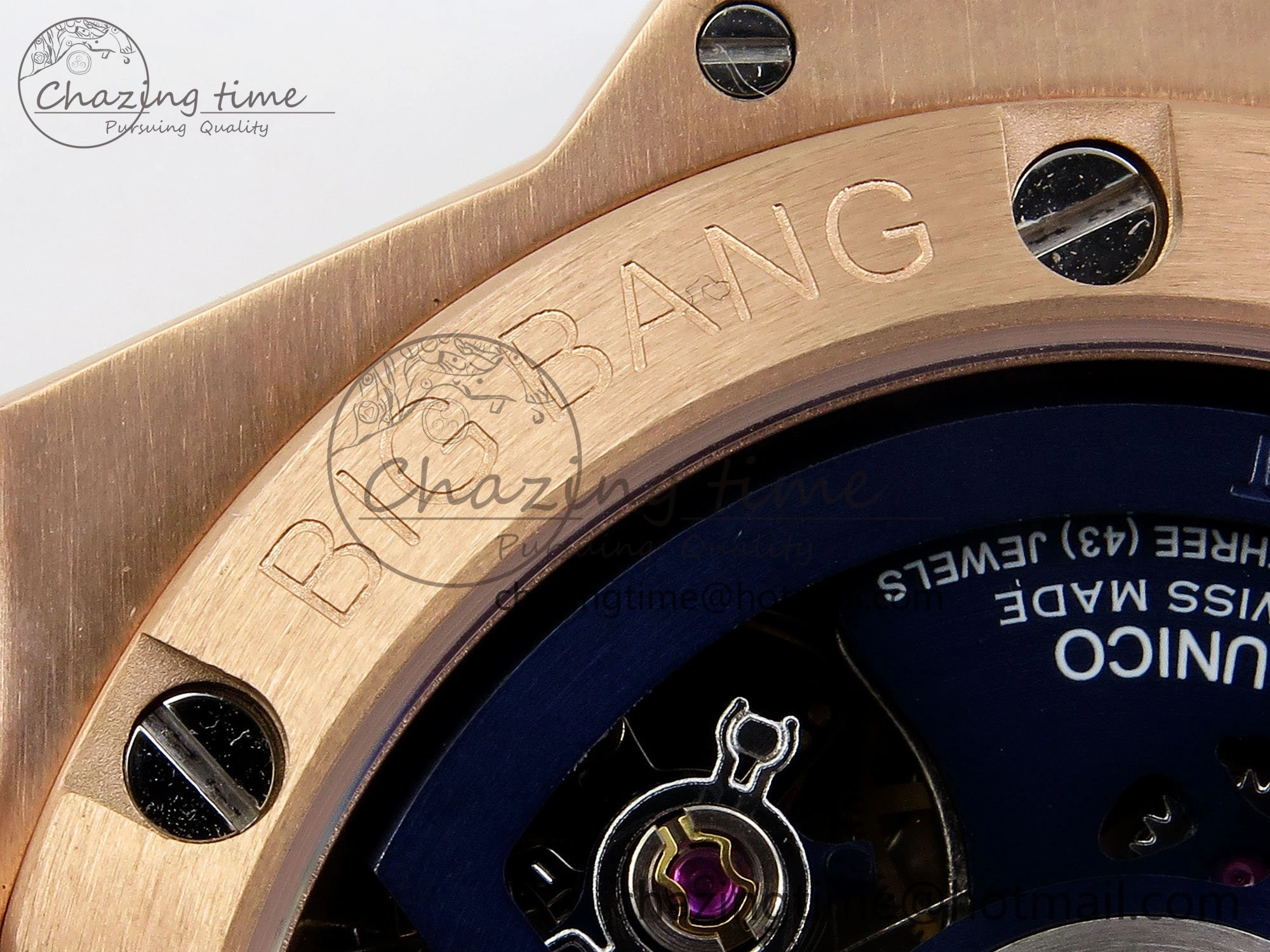 Big Bang Unico 42mm RG BBF 1:1 Best Edition Skeleton Dial on Blue Rubber Strap A1280 V2