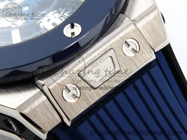 Big Bang Unico 42mm SS BBF 1:1 Best Edition Skeleton Dial Blue Ceramic Bezel on Blue Rubber Strap A1280 V2