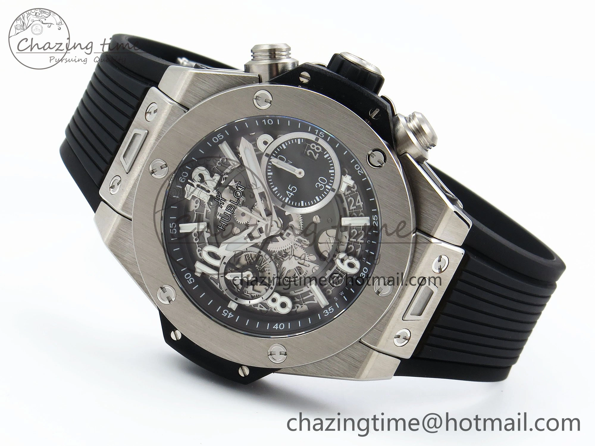 Big Bang Unico 42mm SS BBF 1:1 Best Edition Skeleton Dial on Black Rubber Strap A1280 V2