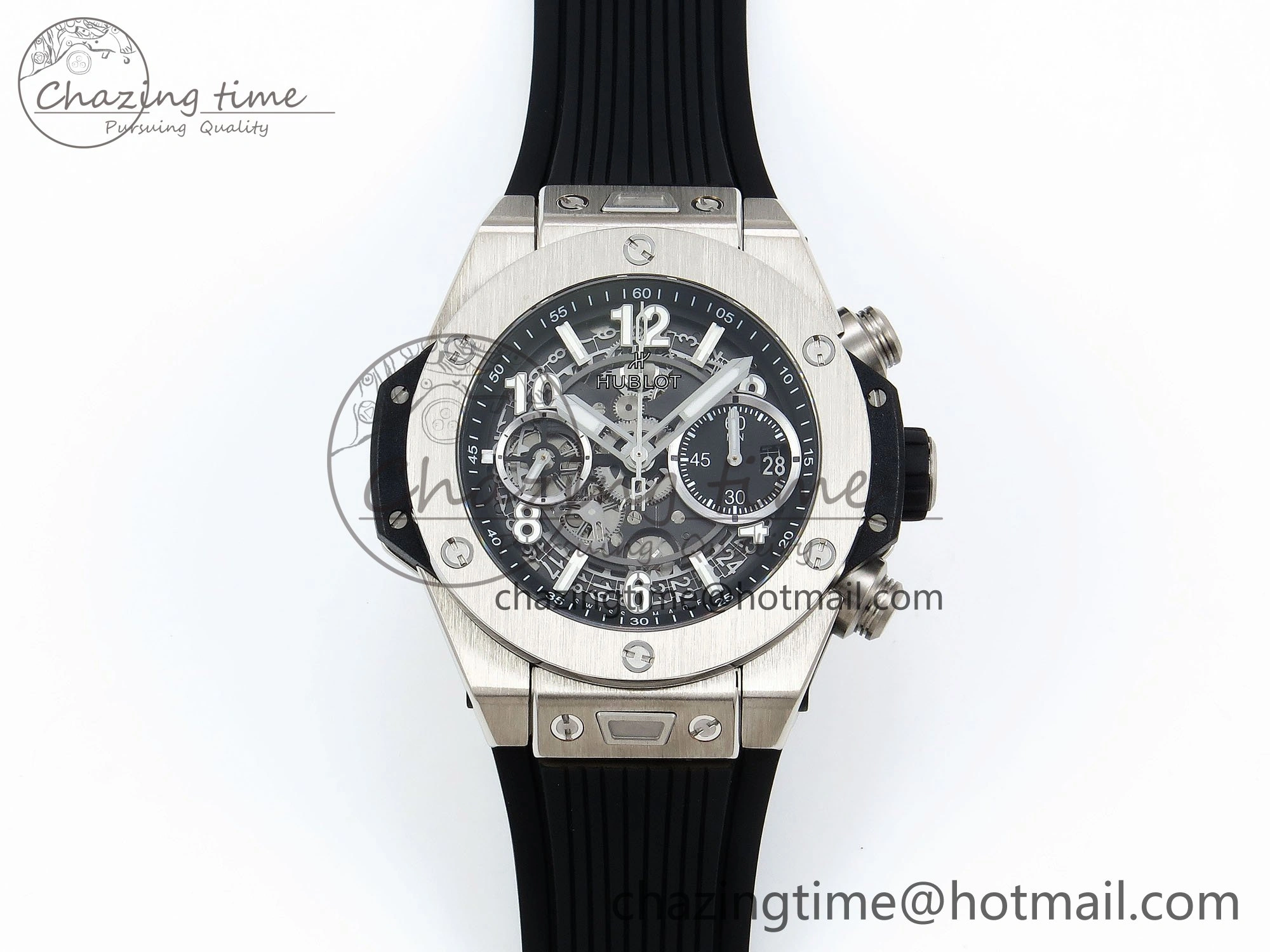 Big Bang Unico 42mm SS BBF 1:1 Best Edition Skeleton Dial on Black Rubber Strap A1280 V2