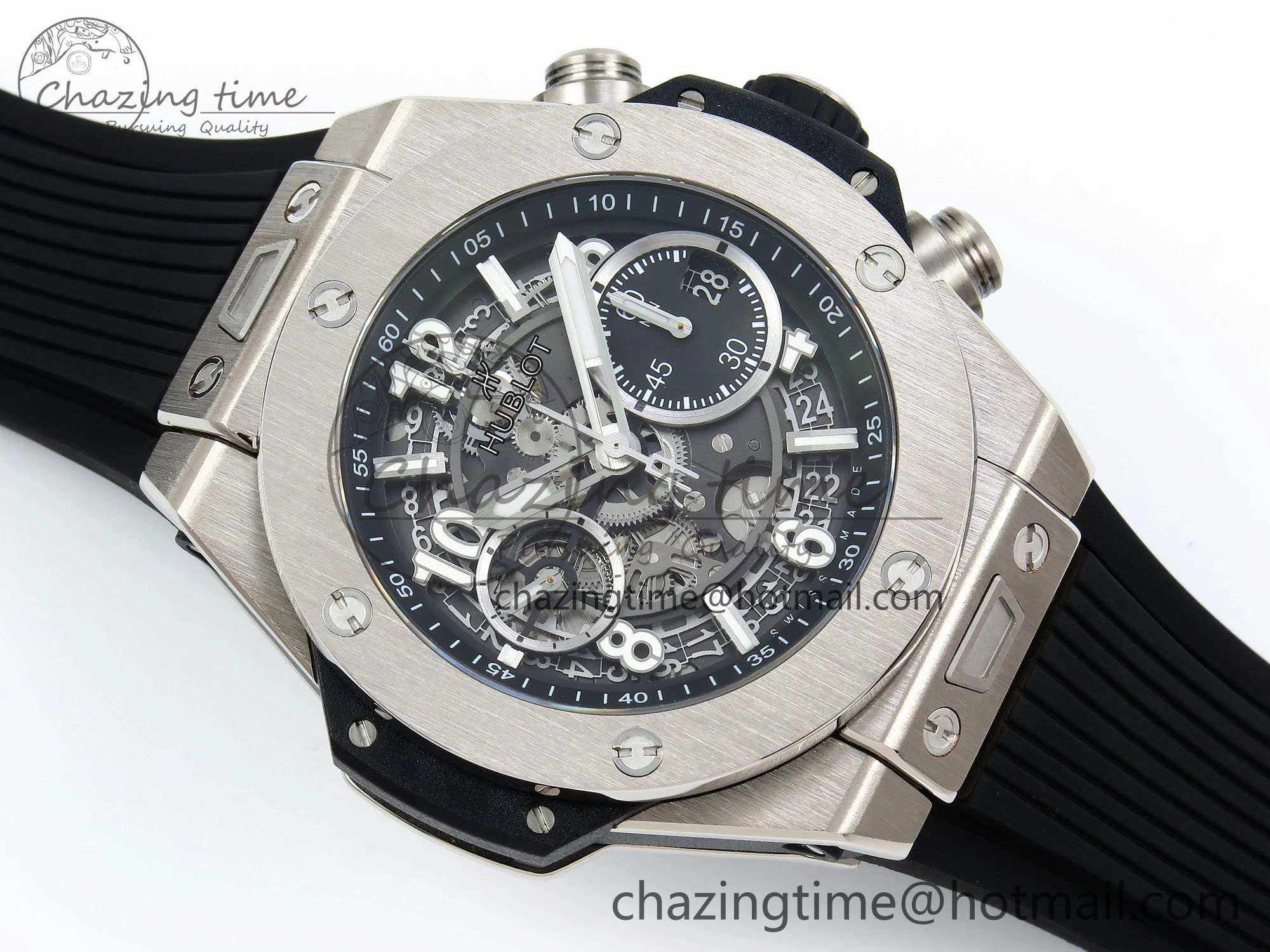 Big Bang Unico 42mm SS BBF 1:1 Best Edition Skeleton Dial on Black Rubber Strap A1280 V2