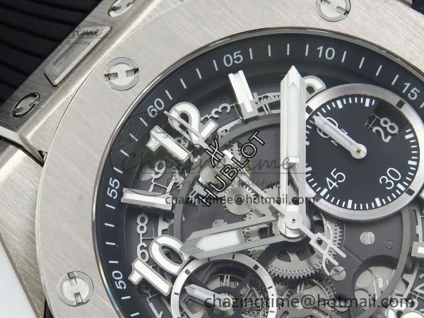 Big Bang Unico 42mm SS BBF 1:1 Best Edition Skeleton Dial on Black Rubber Strap A1280 V2