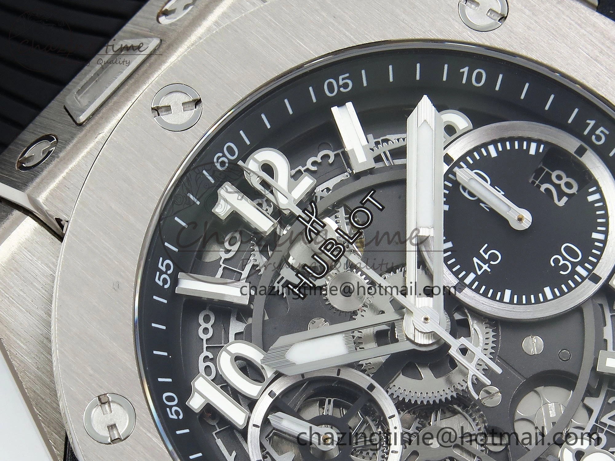 Big Bang Unico 42mm SS BBF 1:1 Best Edition Skeleton Dial on Black Rubber Strap A1280 V2
