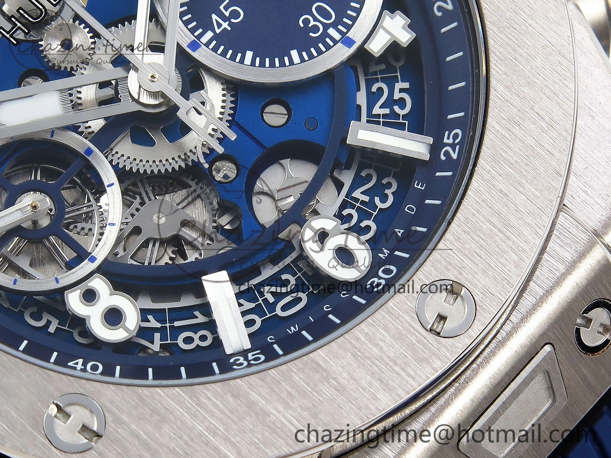 Big Bang Unico 42mm SS BBF 1:1 Best Edition Skeleton Dial on Blue Rubber Strap A1280 V2
