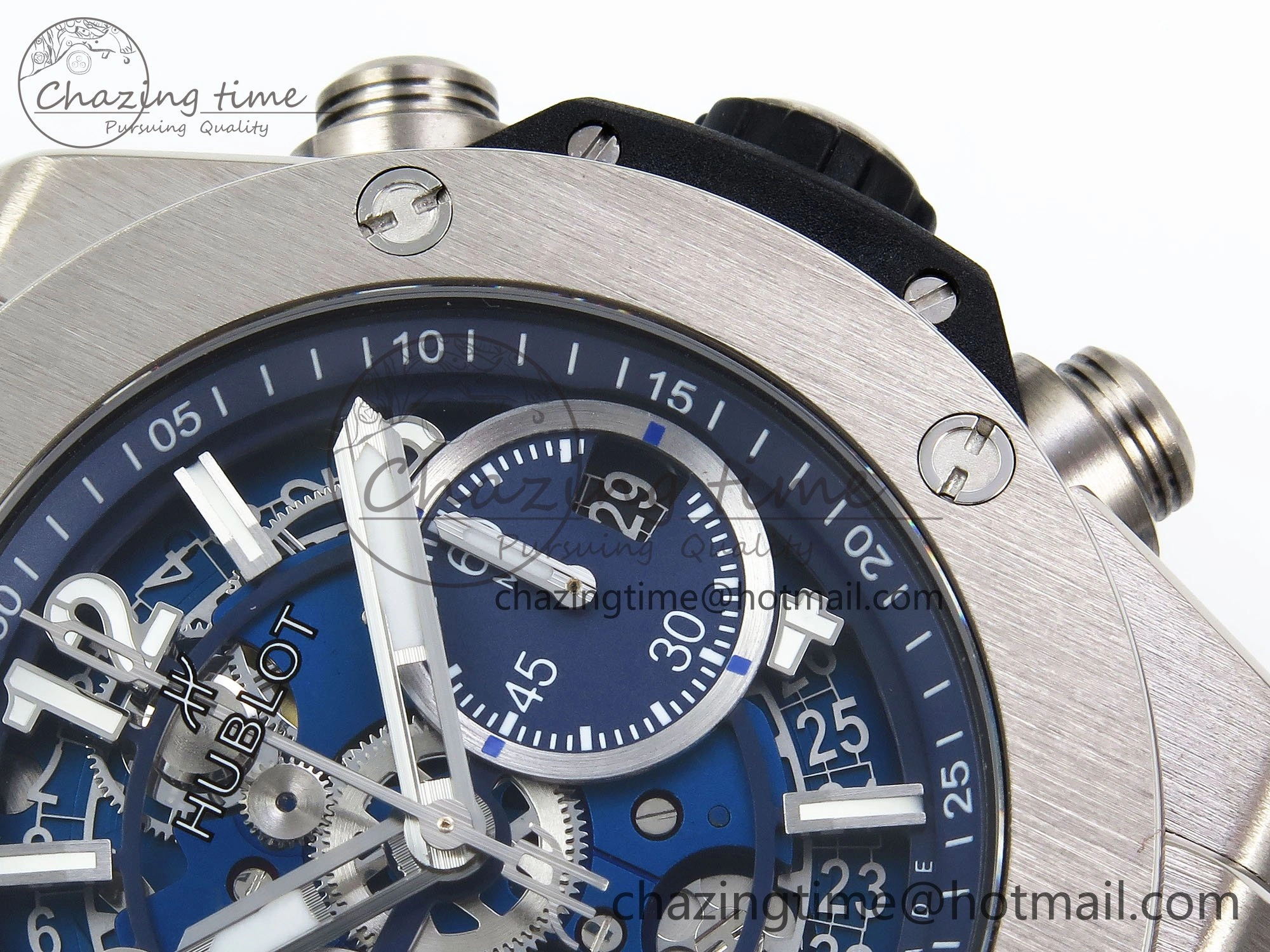 Big Bang Unico 42mm SS BBF 1:1 Best Edition Skeleton Dial on Blue Rubber Strap A1280 V2