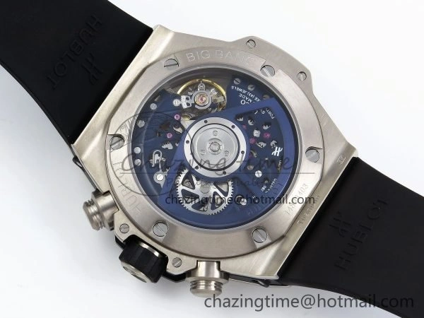 Big Bang Unico 42mm SS BBF 1:1 Best Edition Skeleton Dial on Blue Rubber Strap A1280 V2