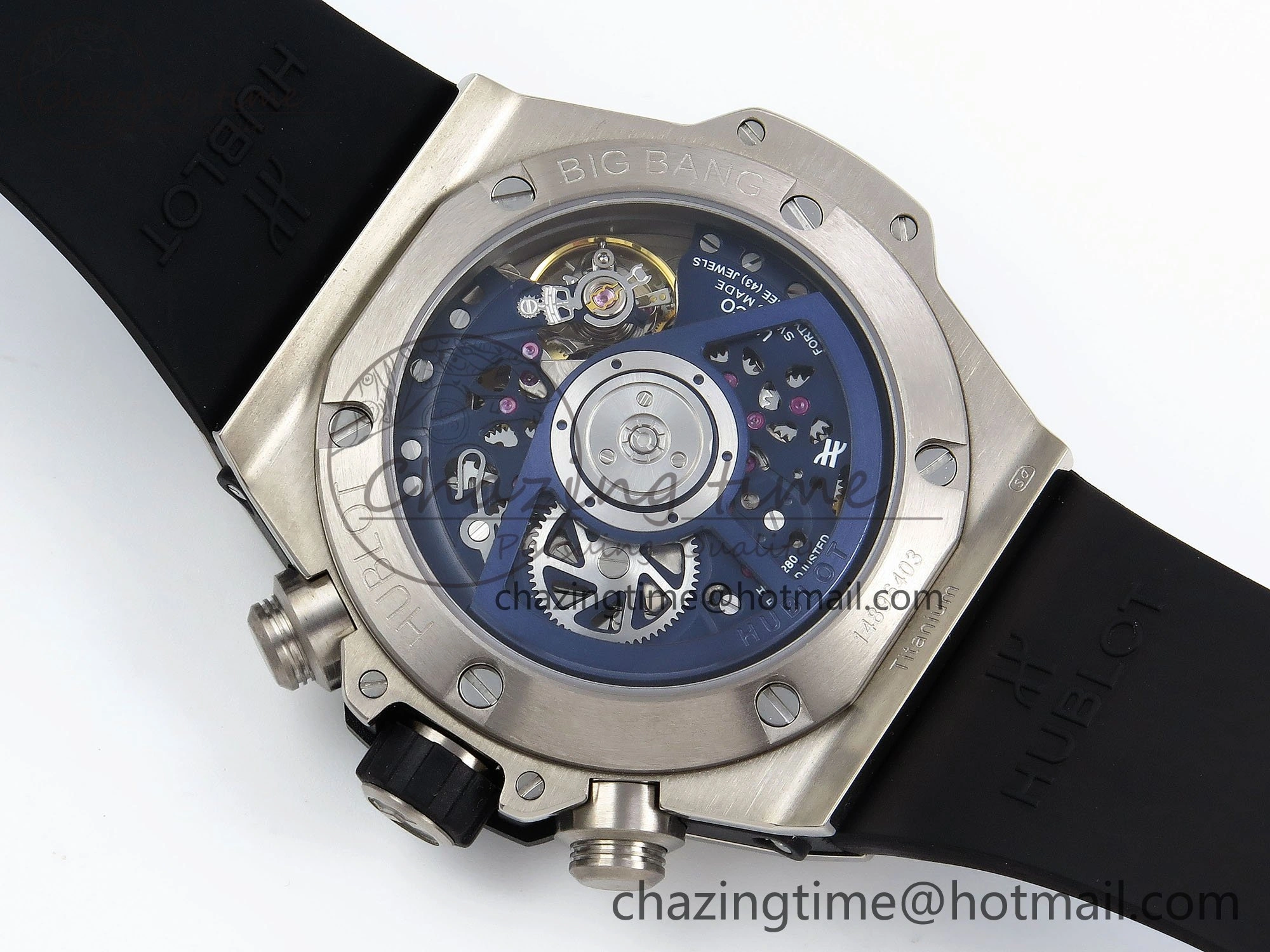 Big Bang Unico 42mm SS BBF 1:1 Best Edition Skeleton Dial on Blue Rubber Strap A1280 V2