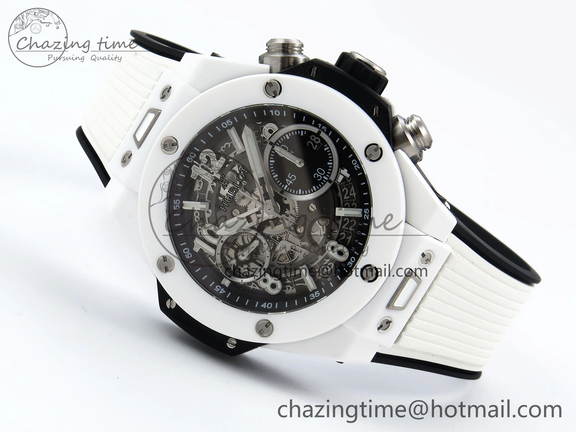 Big Bang Unico 42mm White Ceramic BBF 1:1 Best Edition Skeleton Dial on White Rubber Strap A1280 V2