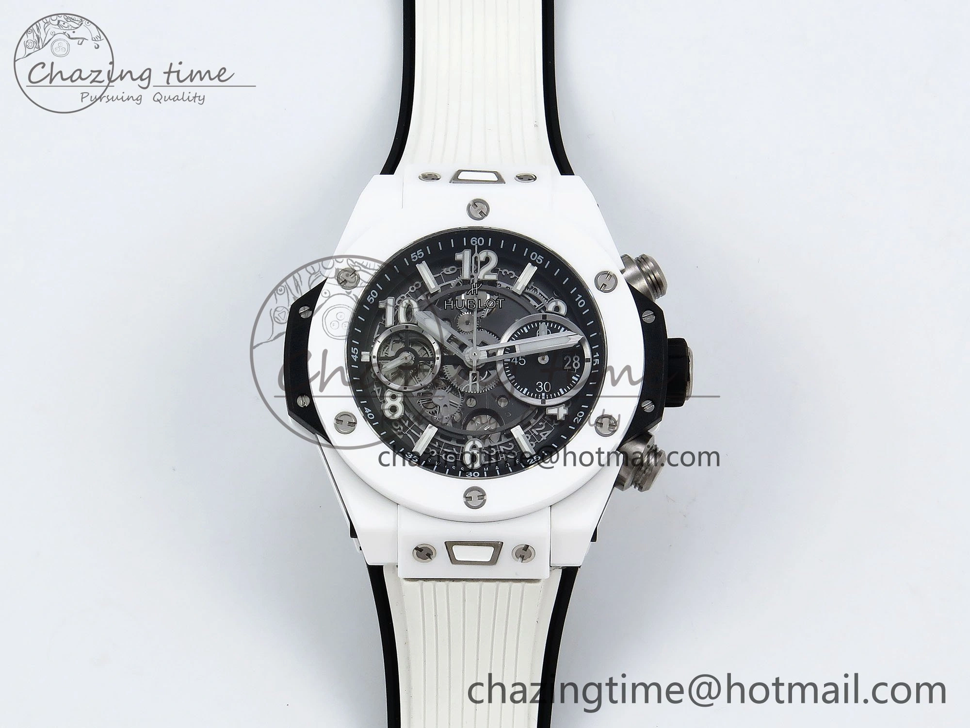 Big Bang Unico 42mm White Ceramic BBF 1:1 Best Edition Skeleton Dial on White Rubber Strap A1280 V2