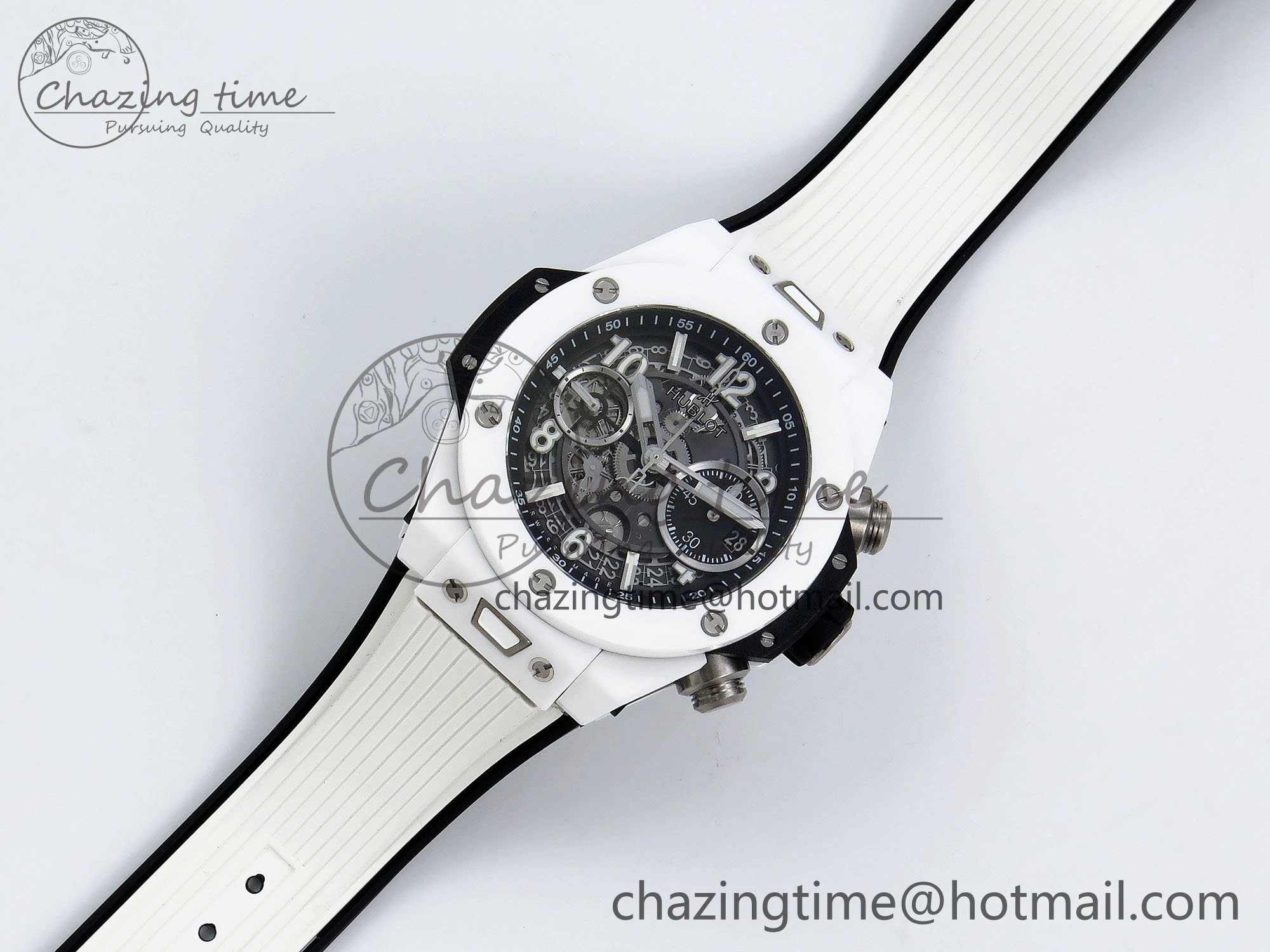 Big Bang Unico 42mm White Ceramic BBF 1:1 Best Edition Skeleton Dial on White Rubber Strap A1280 V2