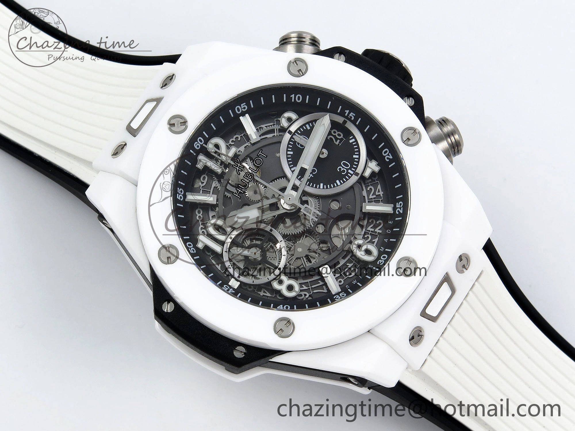 Big Bang Unico 42mm White Ceramic BBF 1:1 Best Edition Skeleton Dial on White Rubber Strap A1280 V2