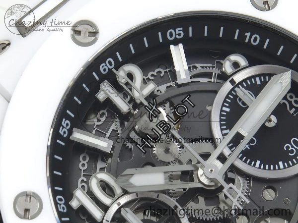 Big Bang Unico 42mm White Ceramic BBF 1:1 Best Edition Skeleton Dial on White Rubber Strap A1280 V2