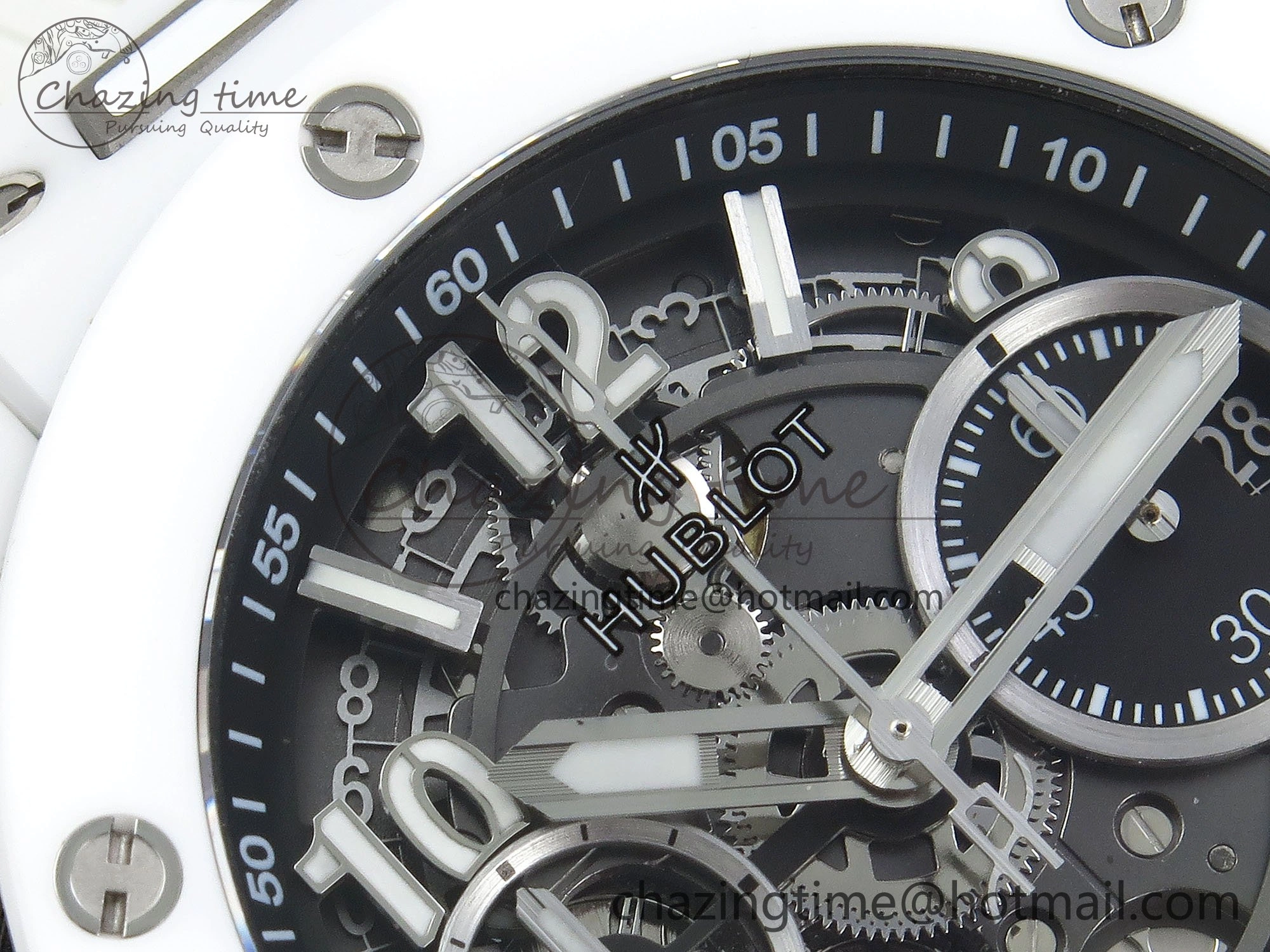 Big Bang Unico 42mm White Ceramic BBF 1:1 Best Edition Skeleton Dial on White Rubber Strap A1280 V2