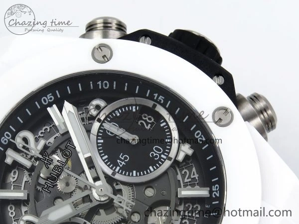 Big Bang Unico 42mm White Ceramic BBF 1:1 Best Edition Skeleton Dial on White Rubber Strap A1280 V2